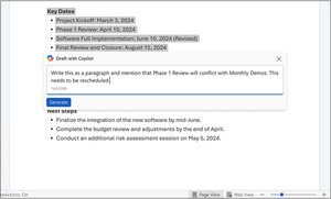 Use Draft with Copilot to write a prompt to change a list into a text paragraph