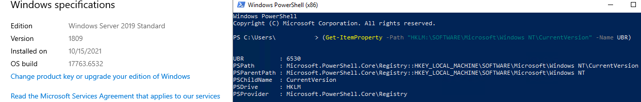 Server 2019 reporting wrong build via PowerShell | Microsoft Community Hub