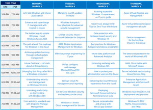 Visual day-by-ay, hour-by-hour representation of the agenda which is also listed below on this page.
