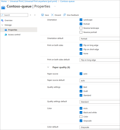 Screenshot showing pull print options and settings