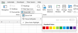 Color options for Focus Cell