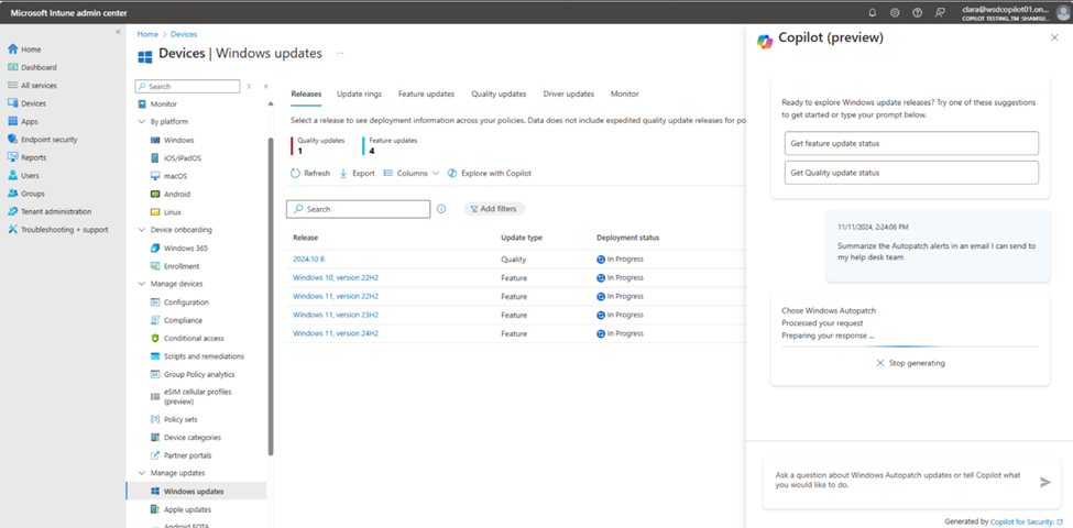 Summarize Windows Autopatch alerts with Copilot