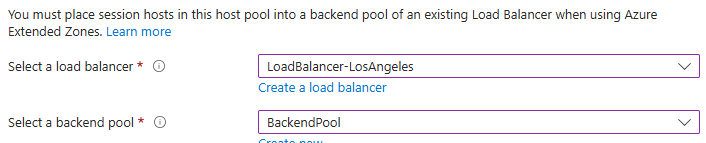 Diagram showing the Azure portal with the option to select or create an Azure Load Balancer.