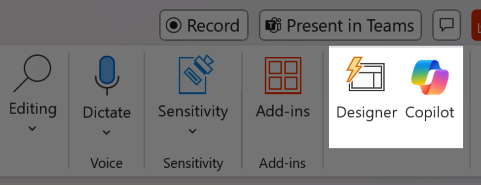 Designer button in the Ribbon