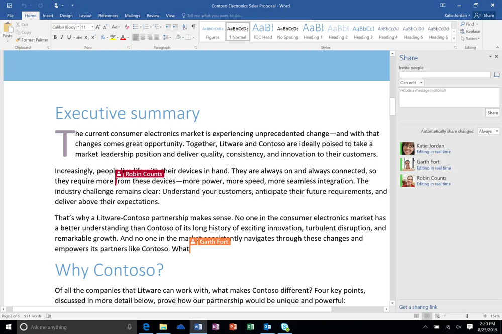 Co-authoring in Word