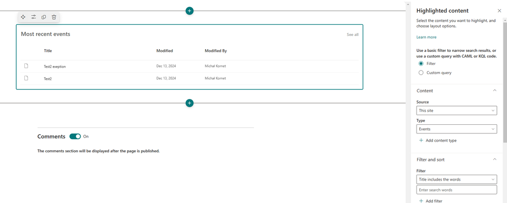 Adding an 'Events List' as a List Webpart | Microsoft Community Hub