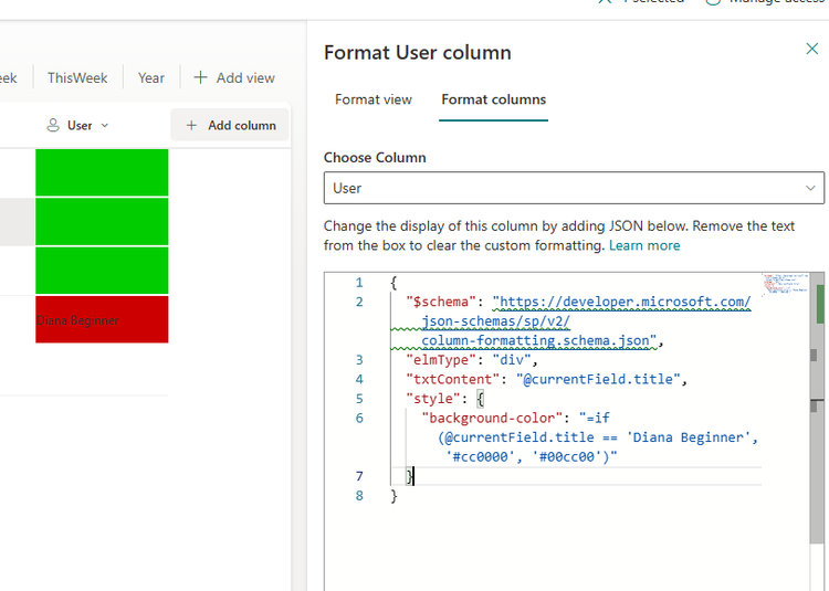 JSON Formatting Person Column | Microsoft Community Hub