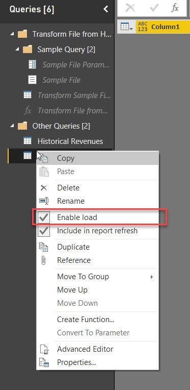 Power Query for Excel Enable load | Microsoft Community Hub