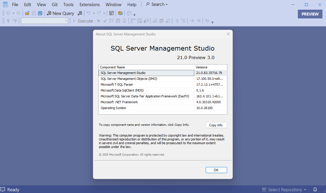 SSMS 21 Preview 3 release