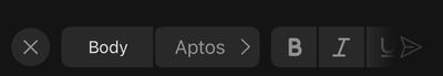 Font options are shown on Outlook mobile, like Aptos.
