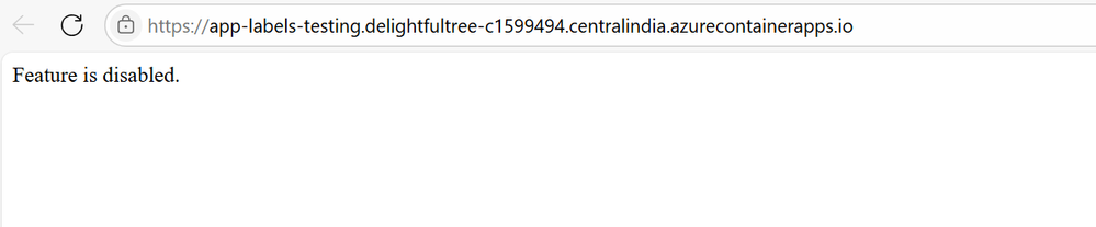 Browsing to production label url with new feature disabled.