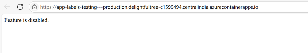 Browsing to container app url routing to production label based revision