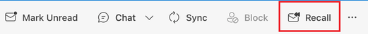 A screenshot of the Recall button in Outlook for Mac in the triage toolbar.