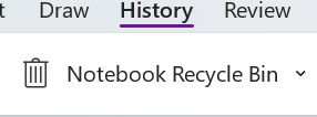 A zoomed in screenshot of the Notebook Recycle Bin button in OneNote.
