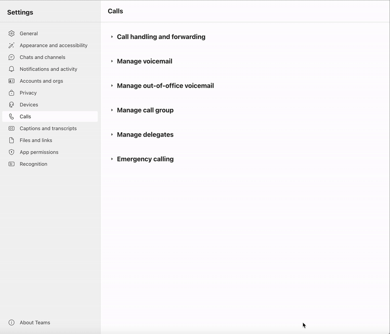 Animated gif showing the way to enable and configure the delayed simultaneous ring feature in Teams phone settings.