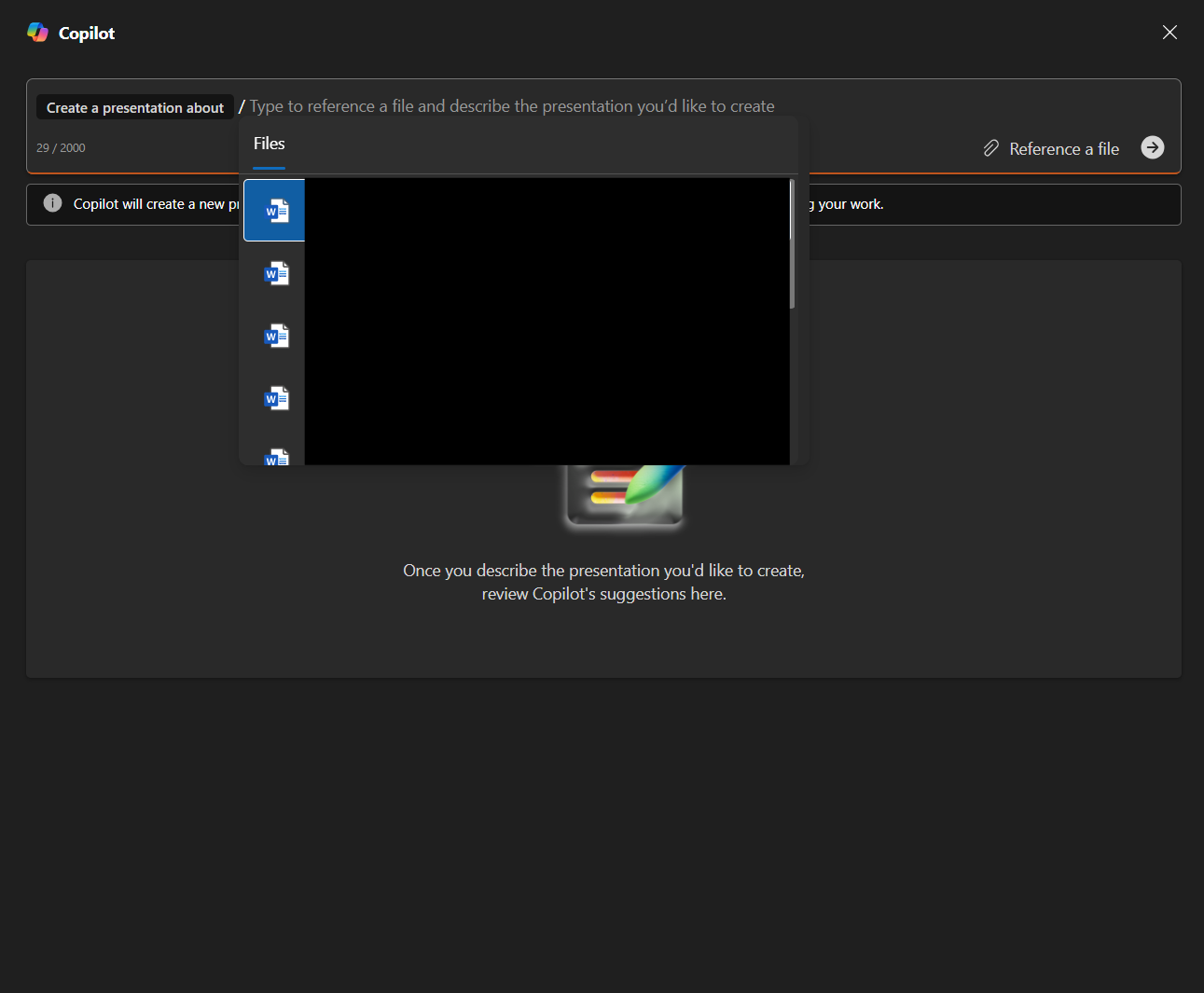 Can't select PDFs or other files in PPT Copilot | Microsoft Community Hub