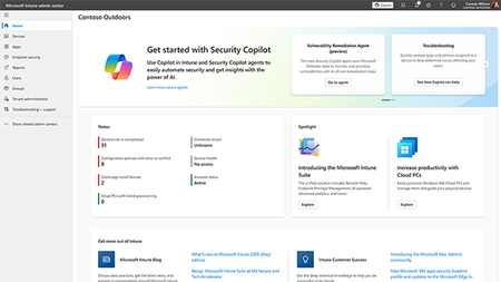 Screenshot: The Vulnerability Remediation Agent in Microsoft Intune admin center.