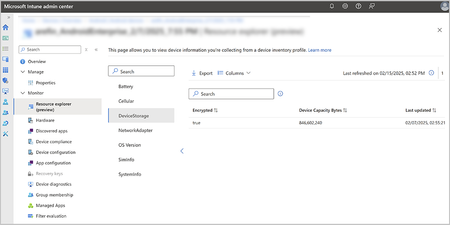 Screenshot of Resource explorer view for Android inventory data.