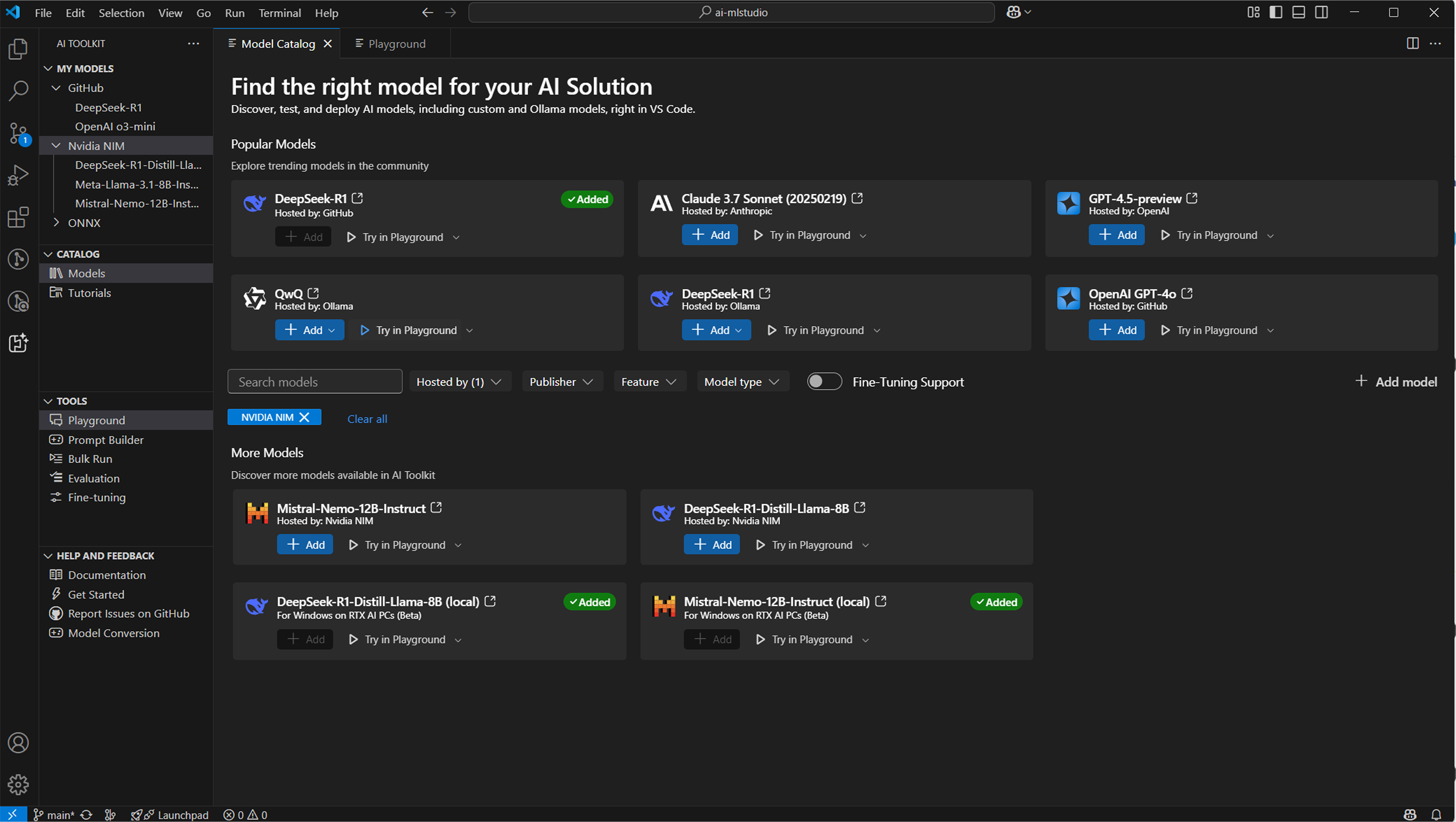 AI Toolkit for Visual Studio Code Now Supports NVIDIA NIM
