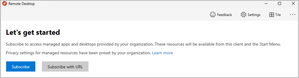 Screenshot of the Let's get started for Remote Desktop subscription dialogue box