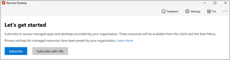 Screenshot of the Let's get started for Remote Desktop subscription dialogue box