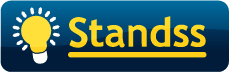 A corporate logo showing a light bulb and the word standss.