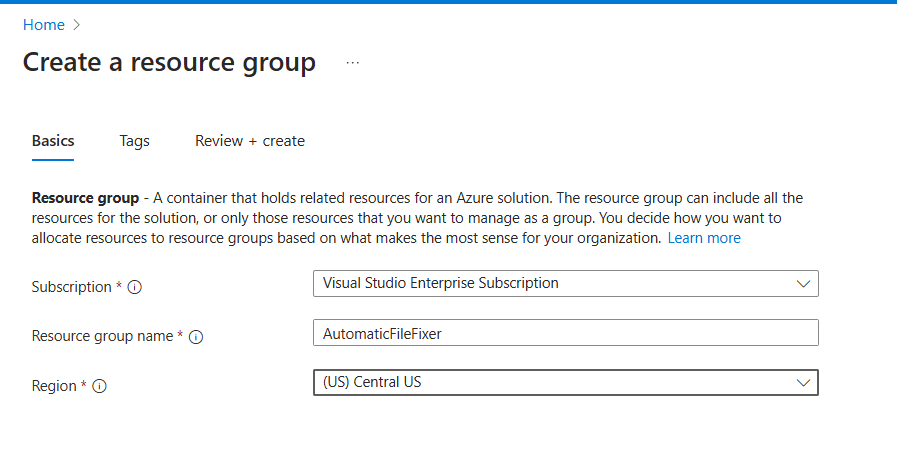 Create a resource group