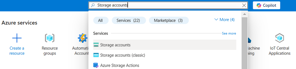 Search 'Storage Account'