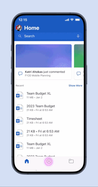 A moving image of the Use Copilot feature in Microsoft Word for iOS shown on an iPhone.