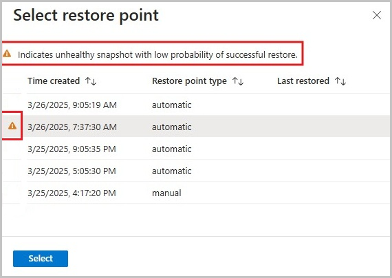 Screenshot: Clearly marked point-in-time snapshot health indicators in Microsoft Intune admin center