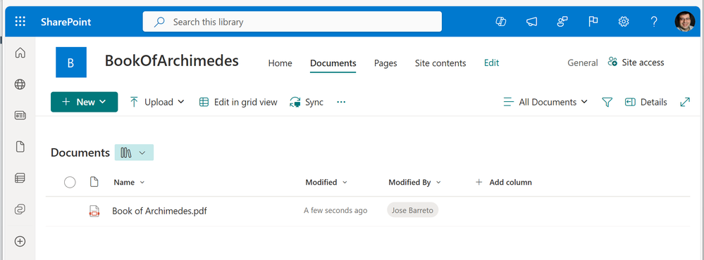 Book in a SharePoint document library