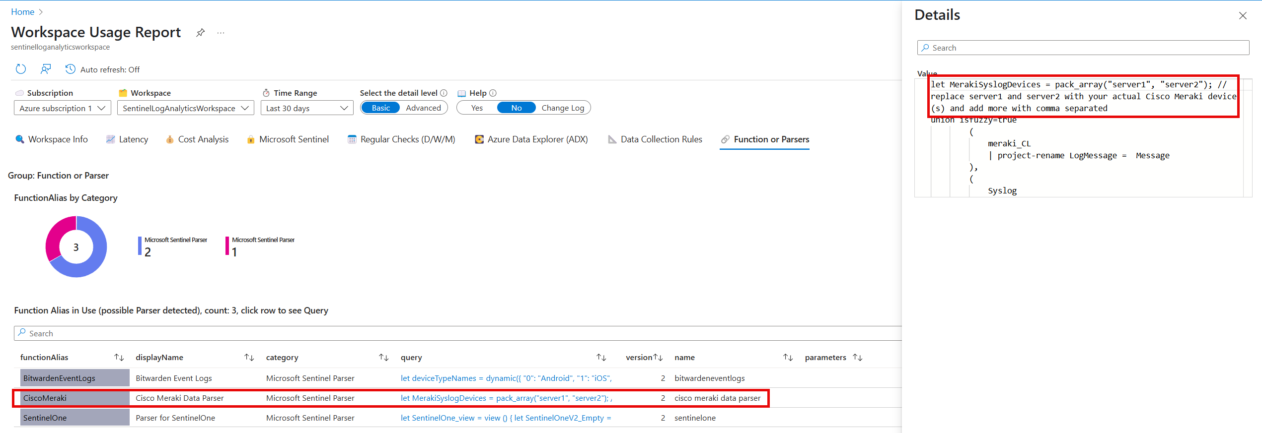 Sentinel: How to edit a data parser (Cisco Meraki Data Parser ...