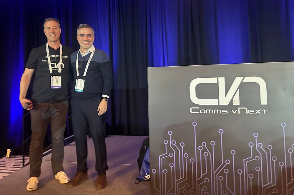 Juan Rivera and Adam Ball on stage after Juan's keynote