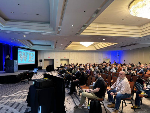the keynote crowd in a ballroom