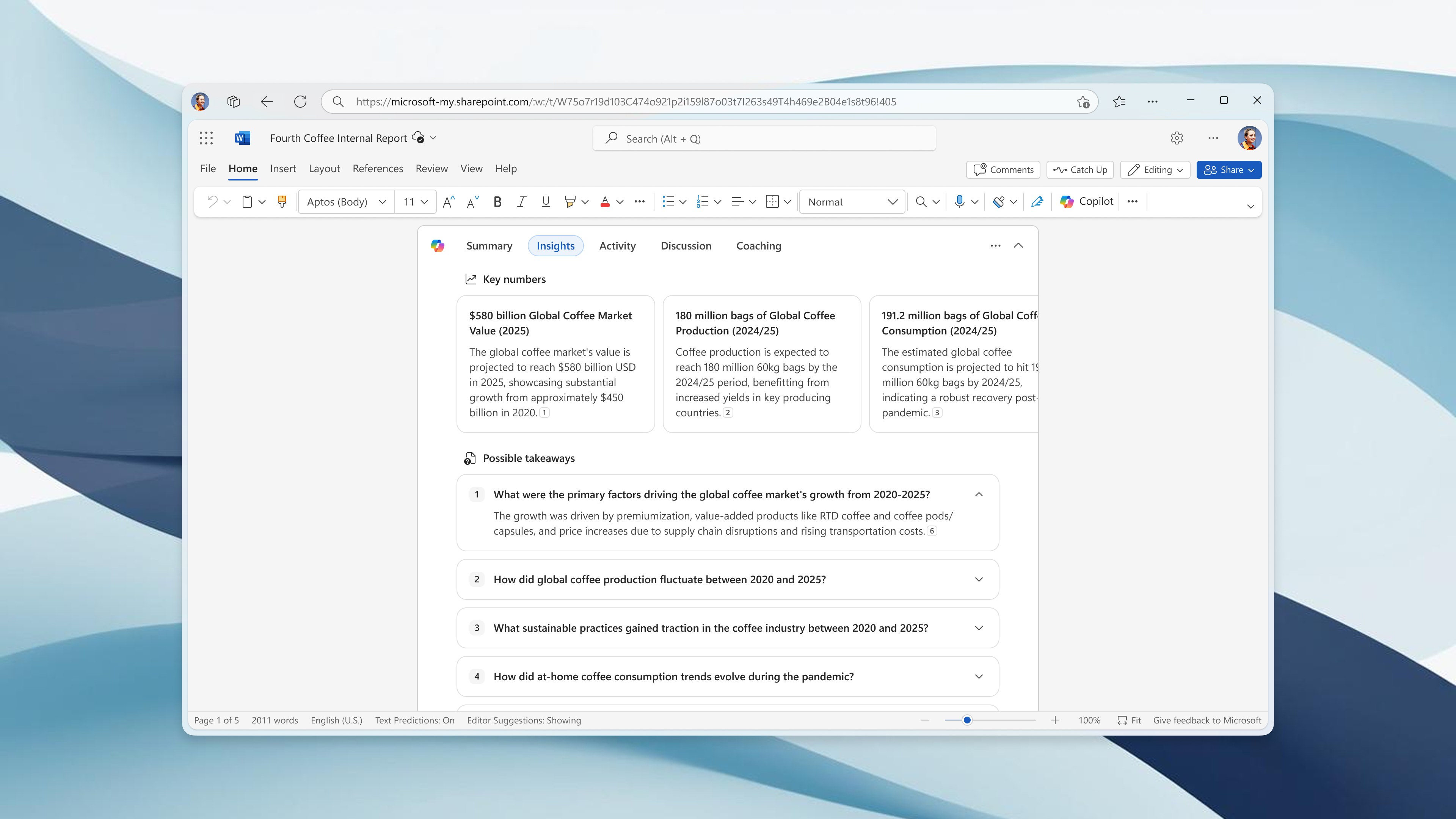 More insights from Microsoft 365 Copilot’s document summary