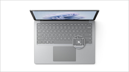 Photo of the Copilot key on new Windows 11 PCs (shown here on a Surface laptop).