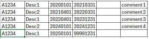 Merge rows with different dates but no date span | Microsoft Community Hub