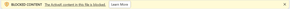 A banner that reads BLOCKED CONTENT The ActiveX content in this file is blocked.