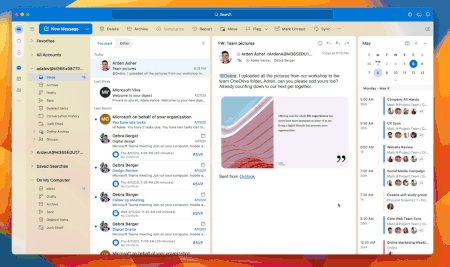 A moving image of the Settings menu in Outlook on Mac showing someone selecting the Pride theme background.