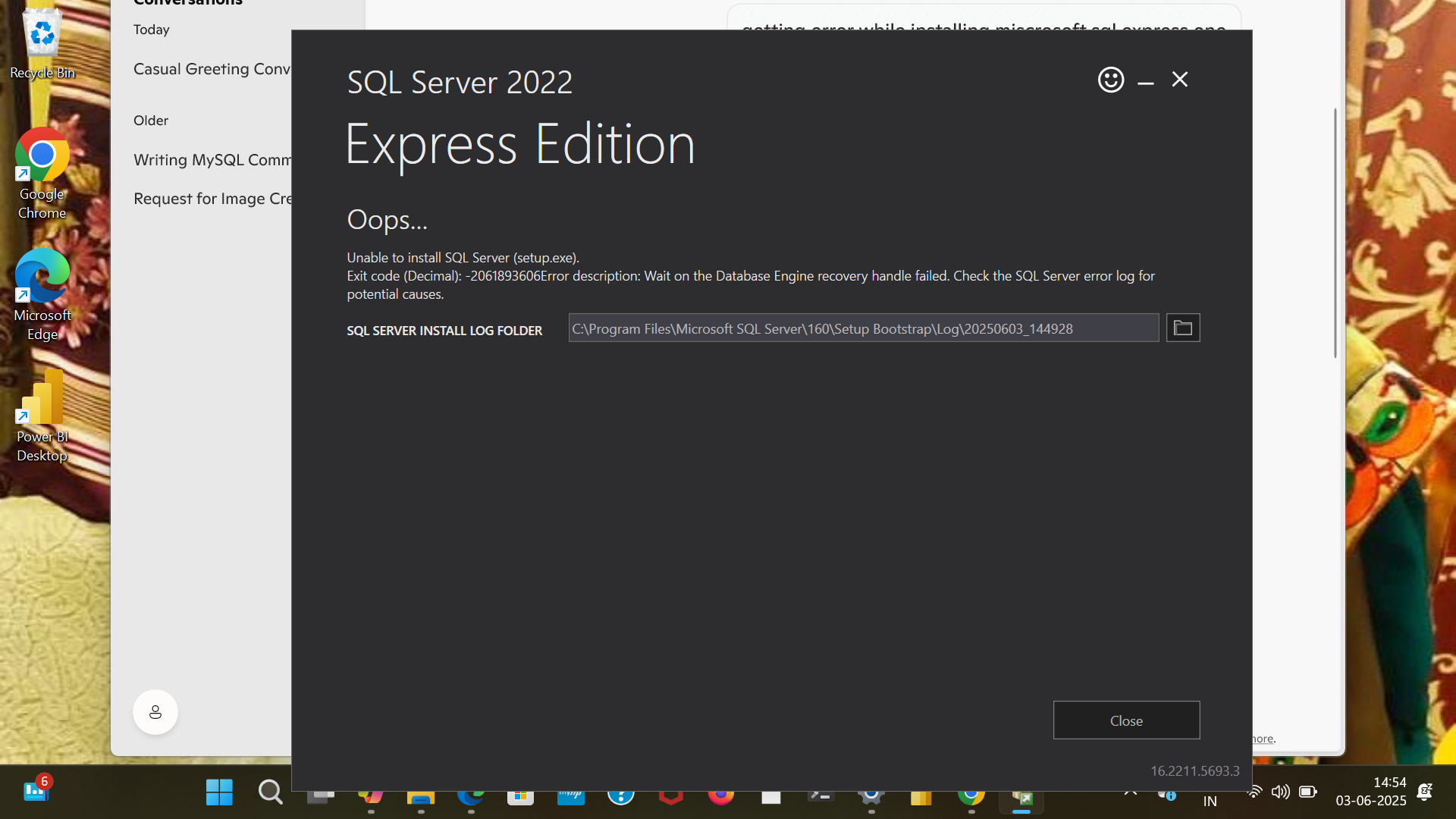 SQL INSTALLATION ERROR | Microsoft Community Hub
