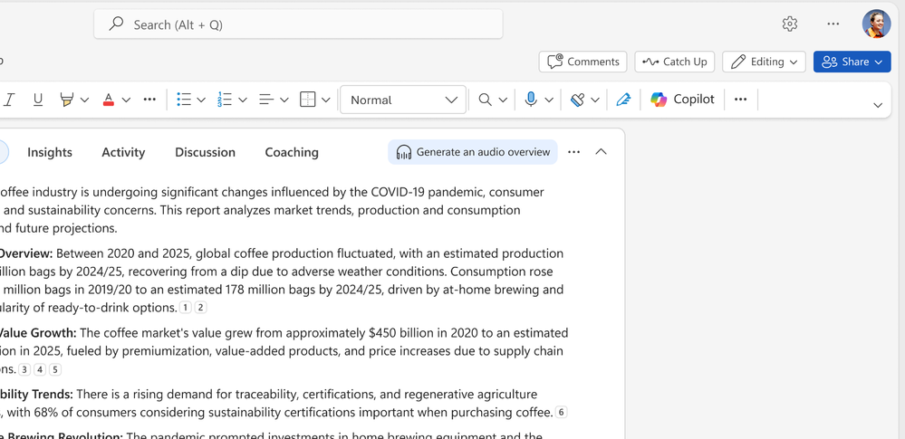 Easily create an audio overview of your document, helping you absorb key information in a new way.