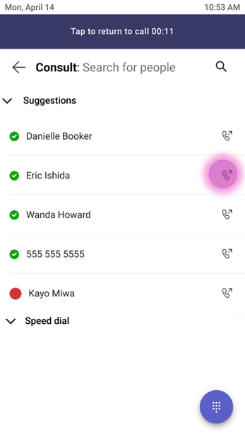A picture of a mobile screen, showing suggested contacts