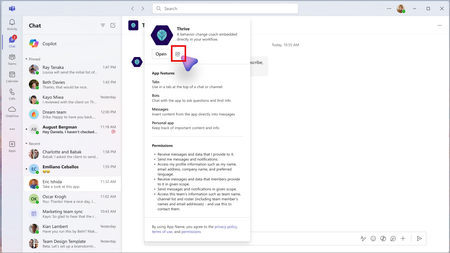The app share option from hovering on app/agent icon.
