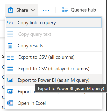 Screenshot displaying how to export Power BI query as M Query for Power Bi