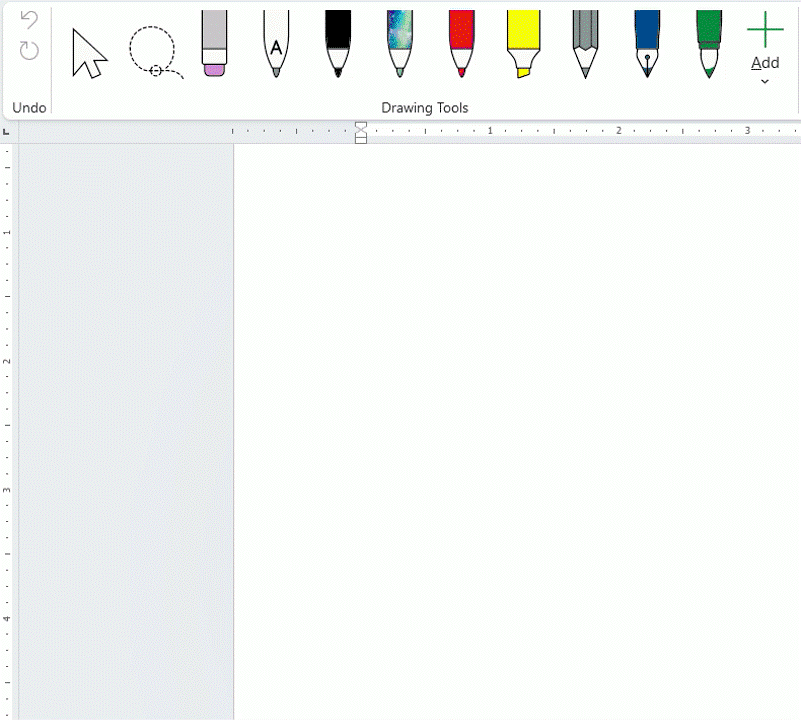 A moving image of someone reordering and deleting pens in the Draw tab.