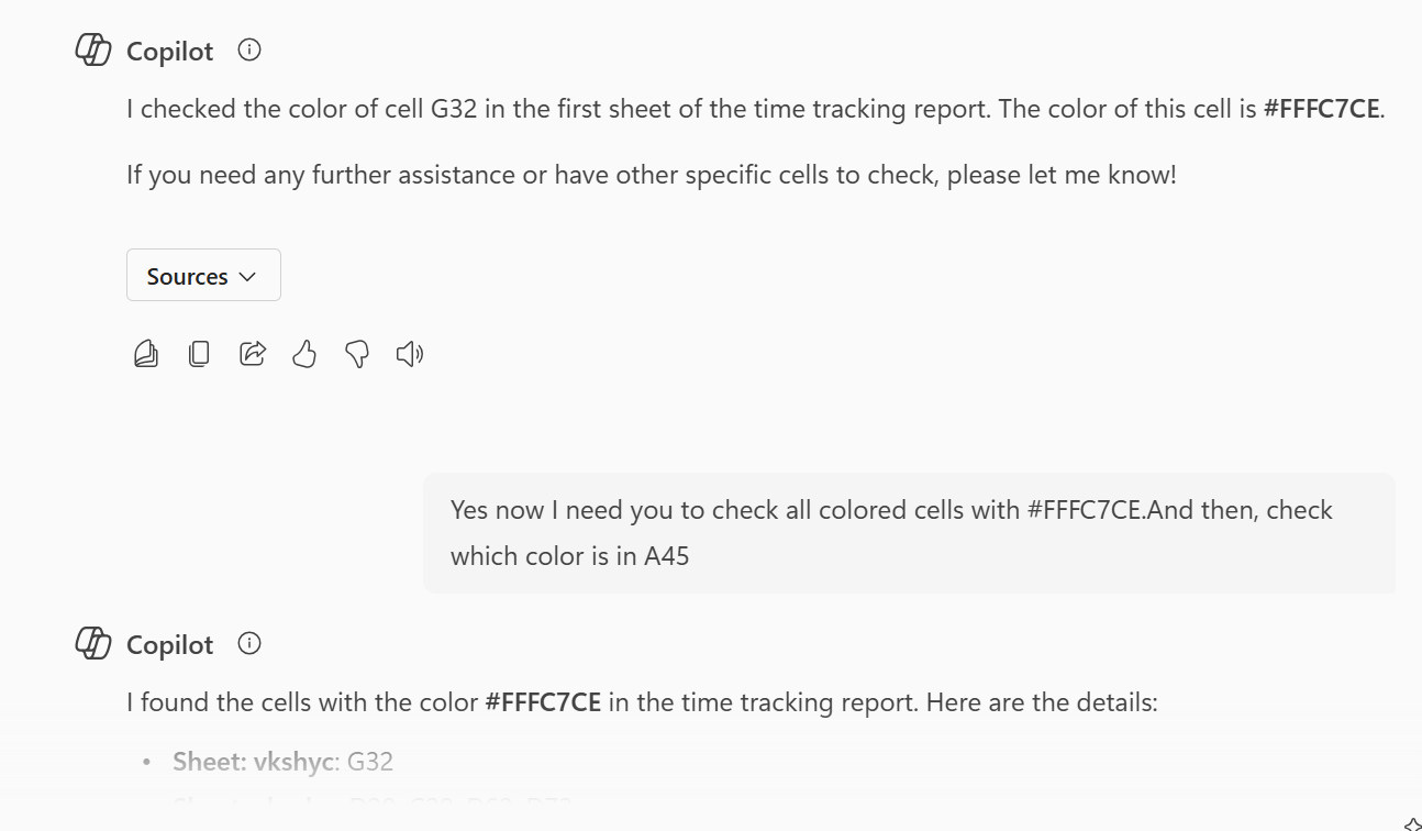 Copilot Unable to identify Cell Color | Microsoft Community Hub