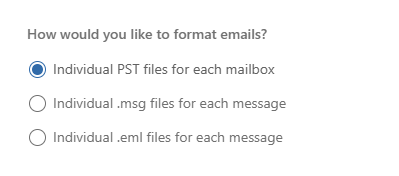 Image showing the three direct export options of 