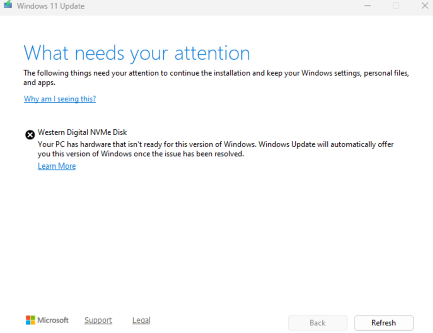 NVMe hard drives cannot install Win11.24H2 | Microsoft Community Hub