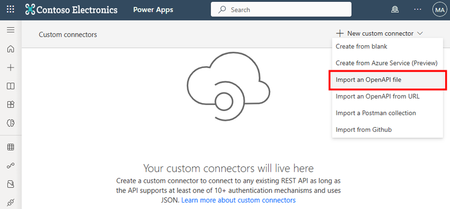 Power Apps: Create new custom connector