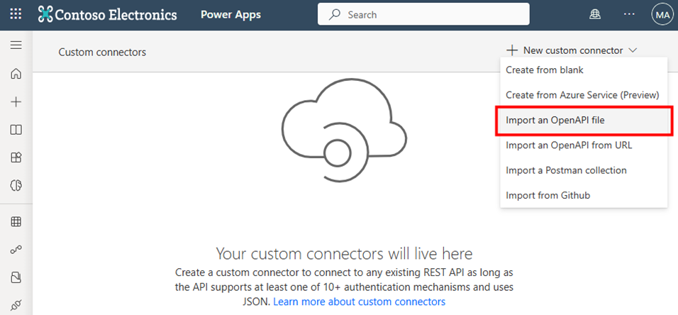 Power Apps: Create new custom connector